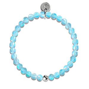 Aquamarine |  .925 Sterling Silver | Mermaid Glass Bead Bracelet