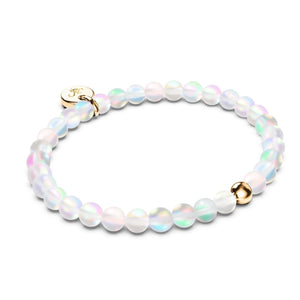 Rainbow White | Gold | Mermaid Glass Bead Bracelet