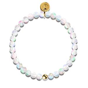 Rainbow White | Gold | Mermaid Glass Bead Bracelet