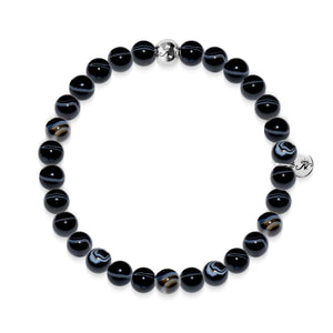 Courage | Silver Essence Black Line Agate Bracelet