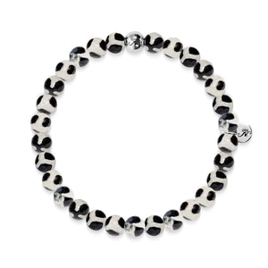 Prosperity | Silver Essence Black Spotted Faceted Agate Bracelet