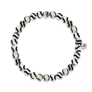 Bliss | Silver Essence Black Wavy Lines Agate Bracelet