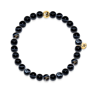 Courage | Gold Essence Black Line Agate Bracelet