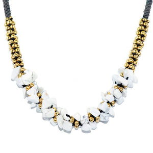 White Howlite Stone Terra Bella Necklace Gold