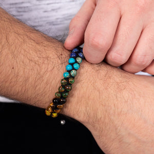 Rainbow Chakra | 7 Gemstone Bracelet | Men's